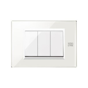 Placca Expì vetro Bianco Neve  3 Moduli Simon Urmet 13003.BN