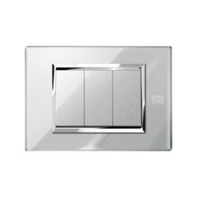 Placca Expì vetro Grigio Opale  3 Moduli Simon Urmet 13003.AZ