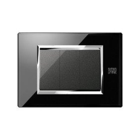Placca Expì vetro Nero Lava  3 Moduli Simon Urmet 13003.NR