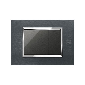 Placca Expì Alluminio Karbon 3 Moduli Simon Urmet 13903.AK