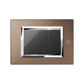 Placca Expì Metallo Bronzo Lucido 3 Moduli Simon Urmet 13903.BL