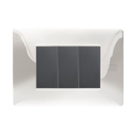 Placca Flexa Tecnopolimero Inox Lucido 3 Moduli Simon Urmet 11803.IL