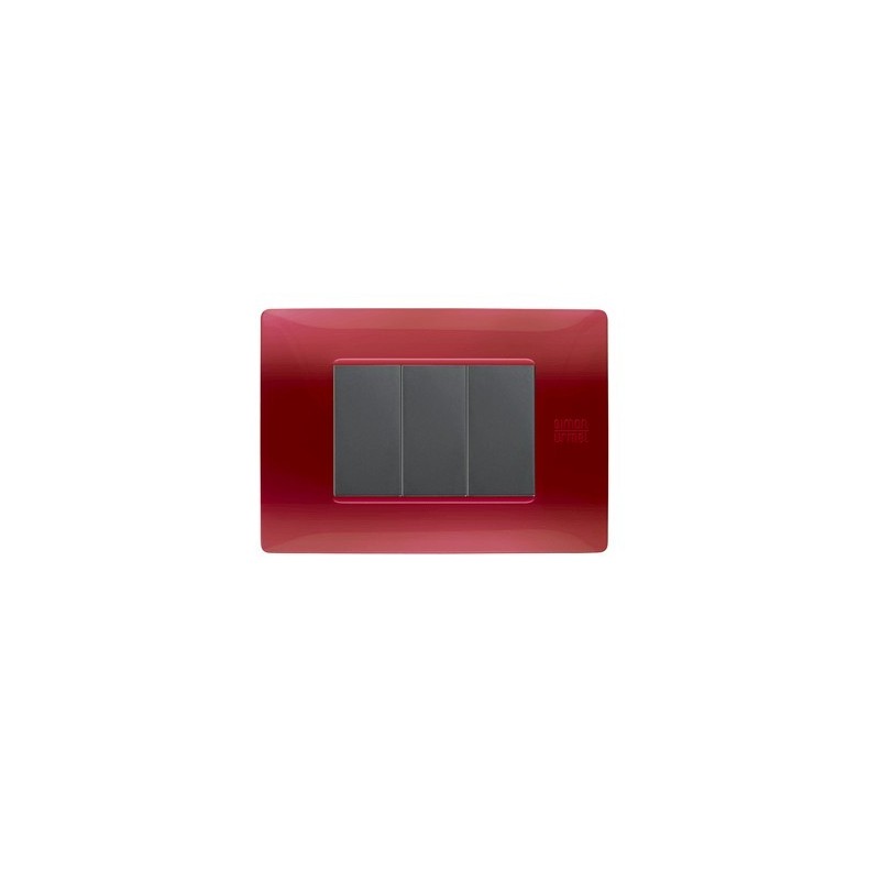 Placca Flexa Tecnopolimero Rossa 3 Moduli Simon Urmet 11803.RS