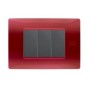 Placca Flexa Tecnopolimero Rossa 3 Moduli Simon Urmet 11803.RS