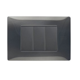 Placca Flexa Tecnopolimero Acciaio Scuro 3 Moduli Simon Urmet 11803.AC