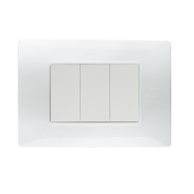 Placca Flexa Tecnopolimero Bianco Ghiacico 3 Moduli Simon Urmet 11803.BG