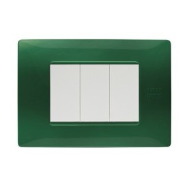 Placca Flexa Tecnopolimero Verde 3 Moduli Simon Urmet 11803.VR