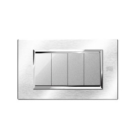 Placca Expì Alluminio Cromo Spazzolato 4 Moduli Simon Urmet 13904.CS