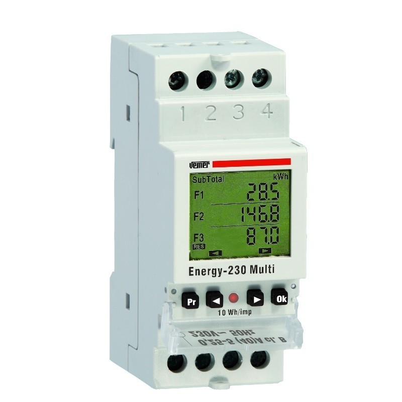 Contatore di Energia da Barra DIN Visualizzazione Consumi Energy-230 Multi Vemer VE429700