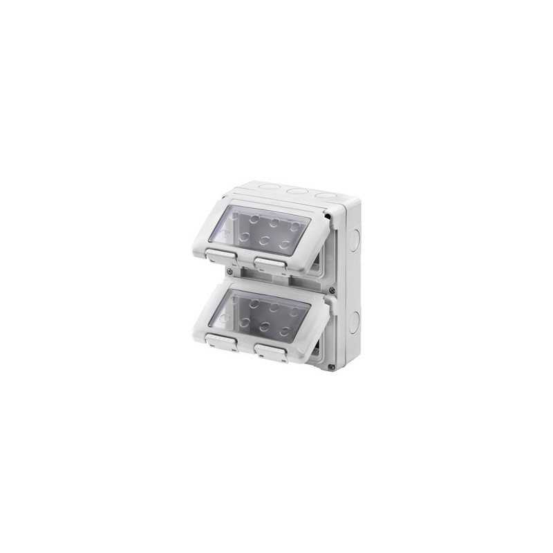 Contenitore Verticale Protetto 8 posti 4x2 IP55 per Serie Gewiss System Grigio Ral 7035 - GW27051