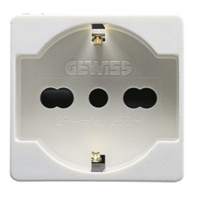 Presa 16A Bivalente Standard Italiano/Tedesco 2 posti Serie Civili Gewiss System White GW20246