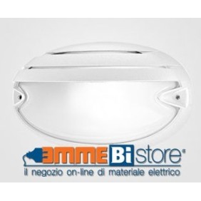 Plafoniera Bianca con griglia E27 IP55 a soffitto e parete Prisma CHIP OVALE 25 GRILL