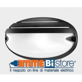 Plafoniera Nera con griglia E27 IP55 a soffitto e parete Prisma CHIP OVALE 25 GRILL