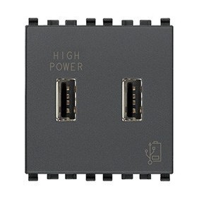 Prese di Alimentazione Usb 5V 2,1A 2 uscite fontali Serie Civili Vimar Eikon. 20295