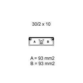 Canalina Bocchiotti  30x10 2scomparti con base forata  stecca 2 metri 00617
