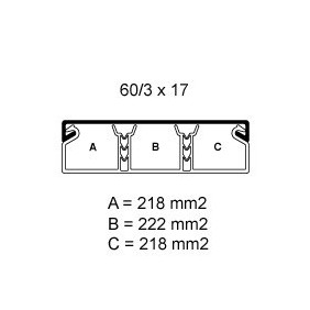 Canalina Bocchiotti  60x17  tre scomparti  stecca 2 metri 00607