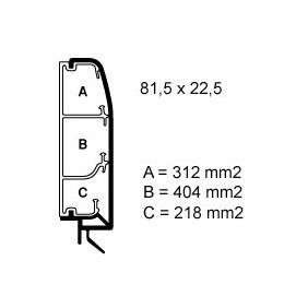 Canalina Bocchiotti  tre scomparti a battiscopa 81,5x22,5 09650