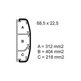 Canalina Bocchiotti  tre scomparti a battiscopa 68x22 09651