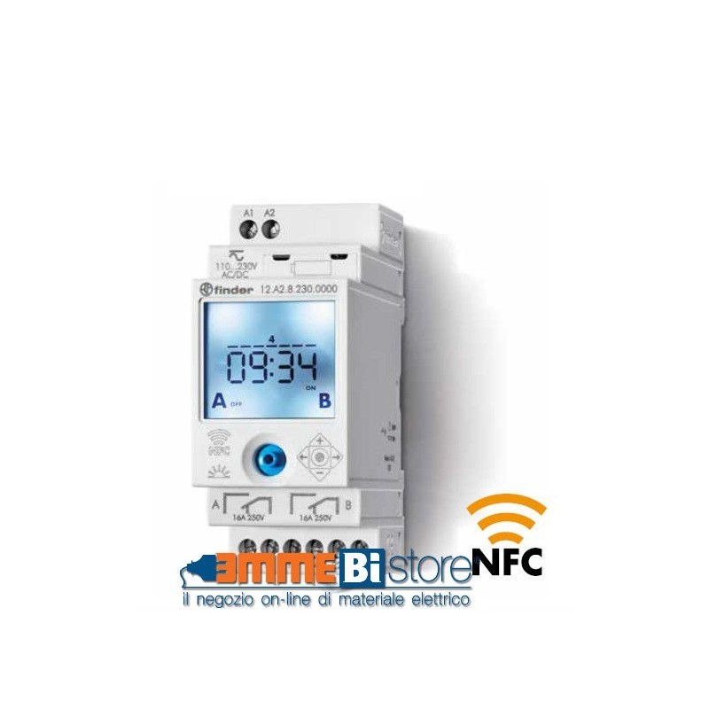 Interruttore astronomico  digitale 2 scambi NFC Finder 12A282300000
