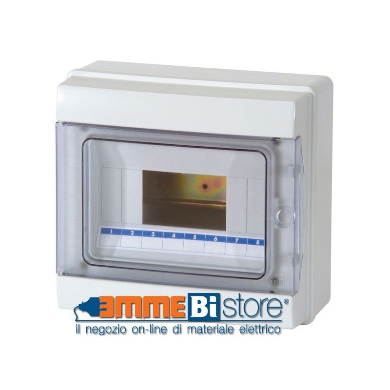 Centralino da Parete 8 Moduli Porta Trasparente IP65 Master M04908-T