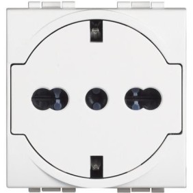 Presa Schuko Bipasso FLAT 10/16A 2 Posti Serie Civili Bticino Light N4140/16F