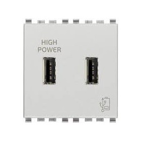 Prese di Alimentazione Usb 5V 2,1A 2 uscite fontali Serie Civili Vimar Eikon Next 20295.N