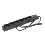 Multipresa nera 6 uscite Universali Schuko + Bivalenti. Cavo M.1,5