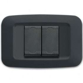 Placca AVE Grigio Noir Yes Sistema 45 Tecnopolimero 2 moduli  45PY02GN