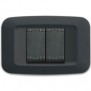 Placca AVE Grigio Noir Yes Sistema 45 Tecnopolimero 2 moduli  45PY02GN