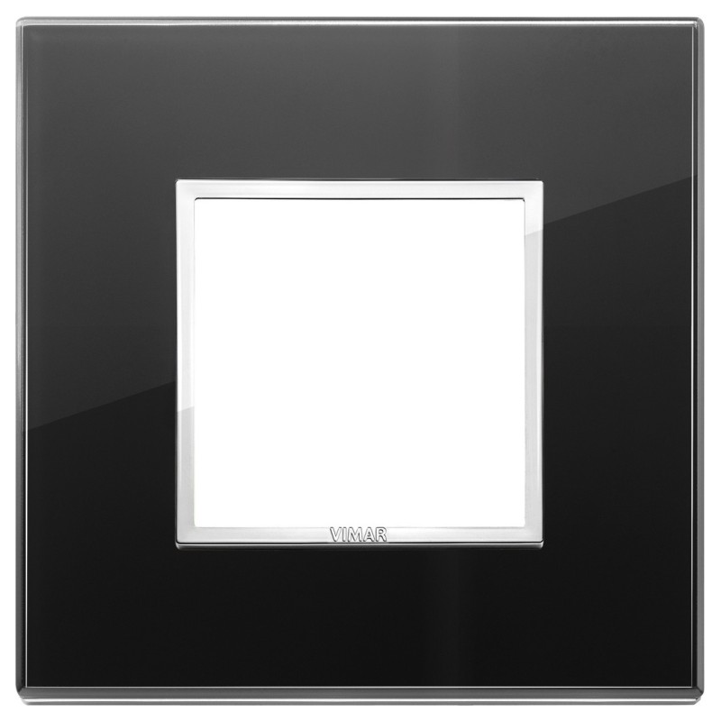Placca Vimar Eikon 2 moduli, cristallo, nero diamante 21642.76