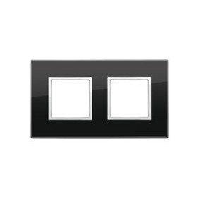 Placca Vimar Eikon 4 moduli (2+2), cristallo, nero diamante 21643.76