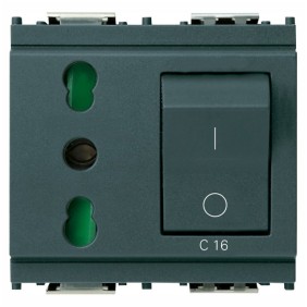 Presa bipasso 16A con Interruttore automatico magnetotermico 16A 1P+N Vimar Idea