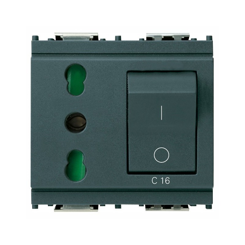 Presa bipasso 16A con Interruttore automatico magnetotermico 16A 1P+N Vimar Idea