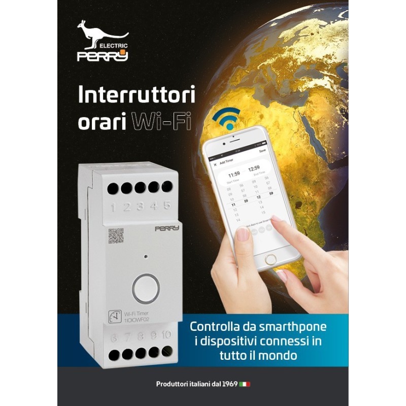 Interruttore orario Perry WiFi programmabile da Smartphone 1IOIOWF02