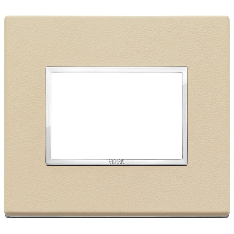 Placca Vimar Eikon Evo Pelle Crema  3 moduli 21653.21