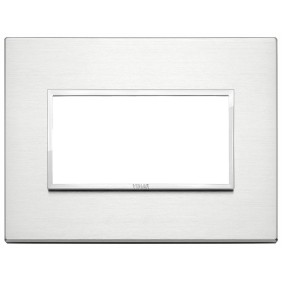 Placca Vimar Eikon Evo Alluminio brillante  4 moduli codice 21654.01