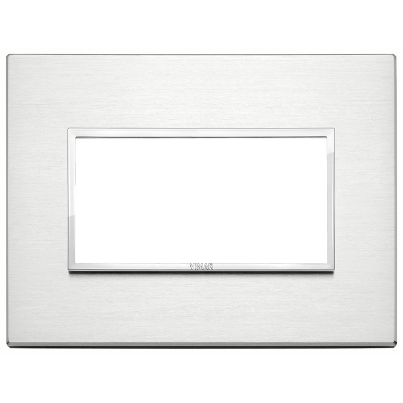 Placca Vimar Eikon Evo Alluminio brillante  4 moduli codice 21654.01