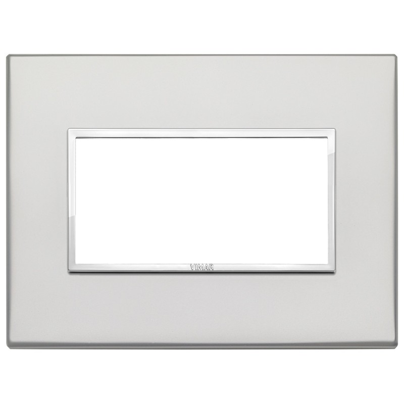 Placca Vimar Eikon Evo Alluminio Argento 4 moduli codice 21654.07