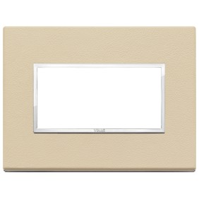 Placca Vimar Eikon Evo Pelle Crema  4 moduli codice articolo 21654.21