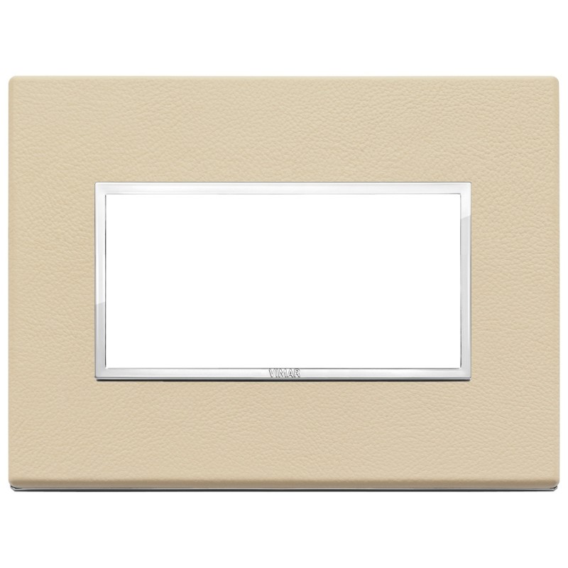 Placca Vimar Eikon Evo Pelle Crema  4 moduli codice articolo 21654.21