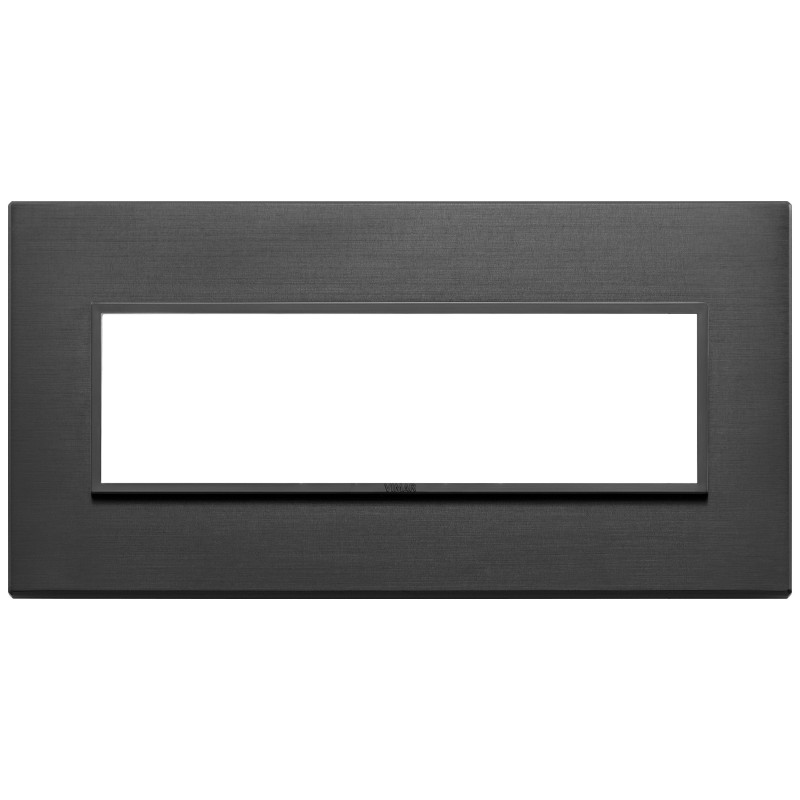 Placca Vimar Eikon Evo Alluminio Nero totale  7 moduli codice 21657.18