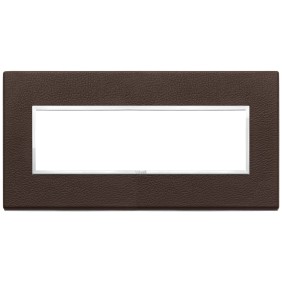 Placca Vimar Eikon Evo Pelle Tabacco  7 moduli codice 21657.22