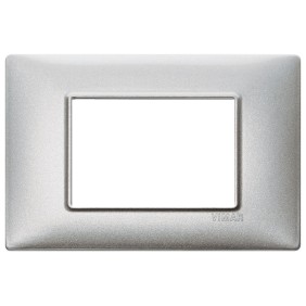 Placca Vimar Plana 3 moduli metallo argento metallizzato 14653.71