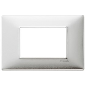 Placca Vimar Plana 3 moduli metallo alluminio spazzolato 14653.81