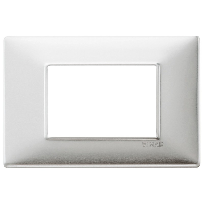 Placca Vimar Plana 3 moduli metallo alluminio spazzolato 14653.81