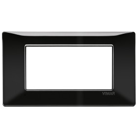 Placca Vimar Plana 4 moduli colore nero in tecnopolimero 14654.05