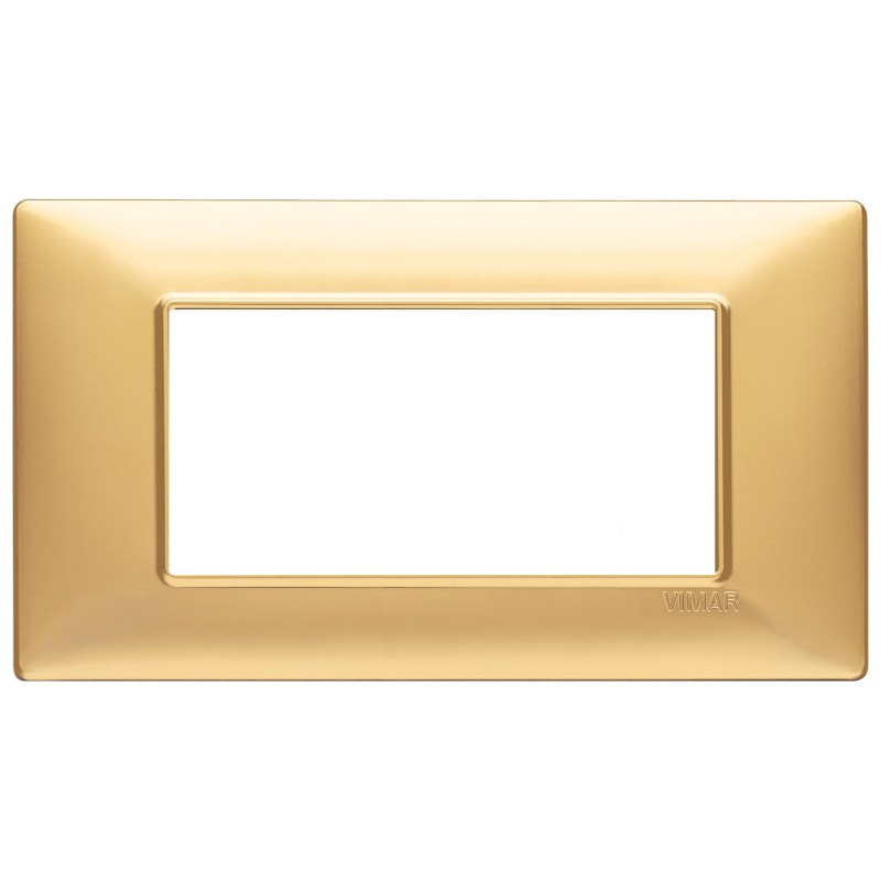 Placca Vimar Plana 4 moduli colore oro opaco in tecnopolimero 14654.25
