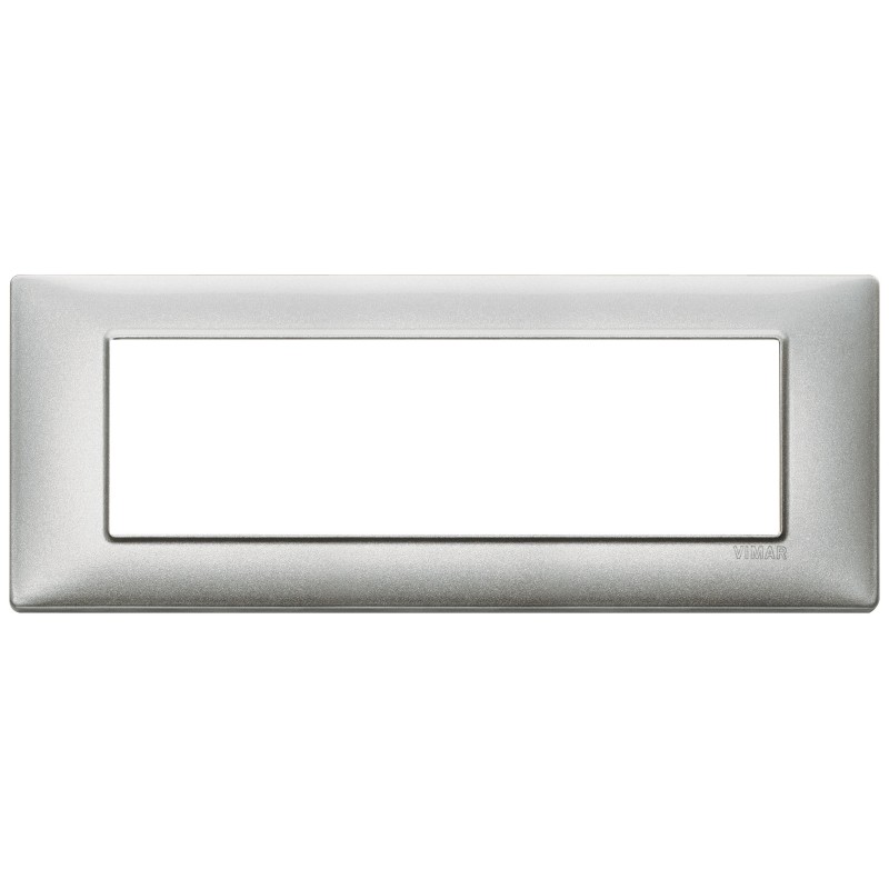 Placca Vimar Plana 7 moduli argento metallizzato in metallo 14657.71