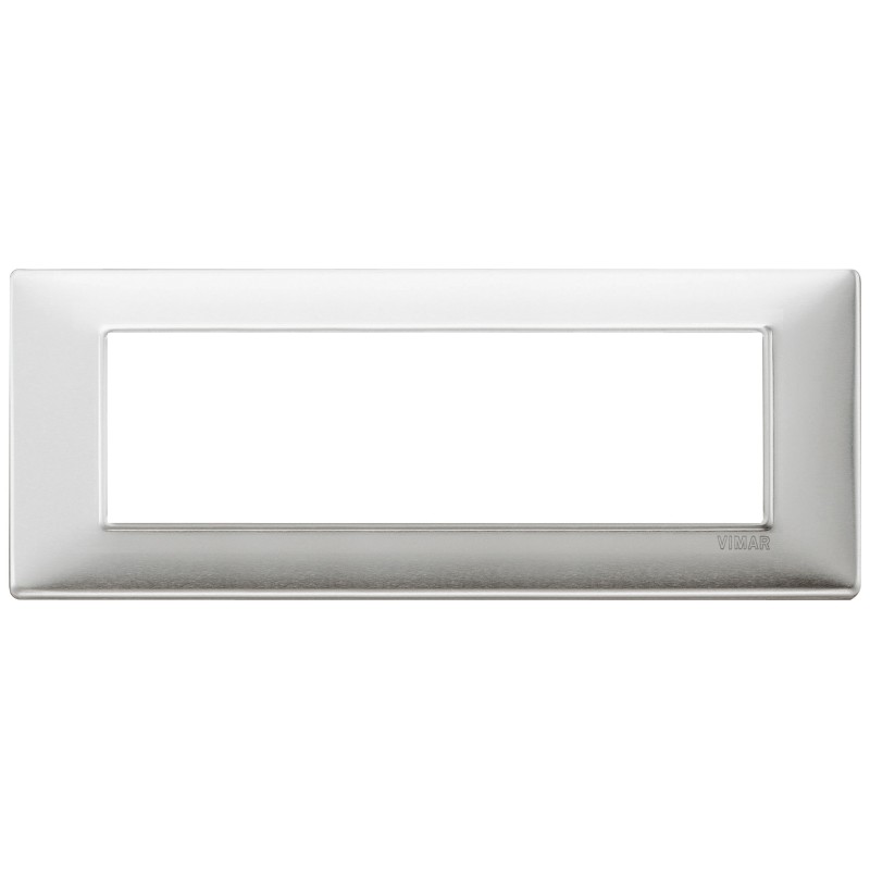 Placca Vimar Plana 7 moduli alluminio spazzolato 14657.81