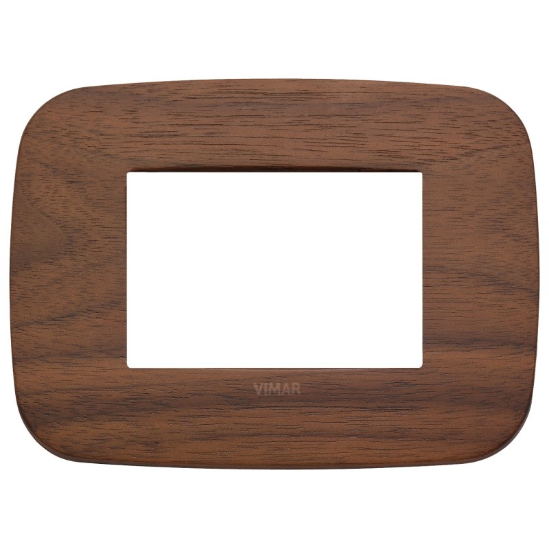 Placca Vimar Arkè Round 3 moduli in Legno noce codice 19683.51